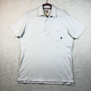 Relwen Men's White Polo Shirt Large Cotton Stretch Short Sleeve Pocket Casual